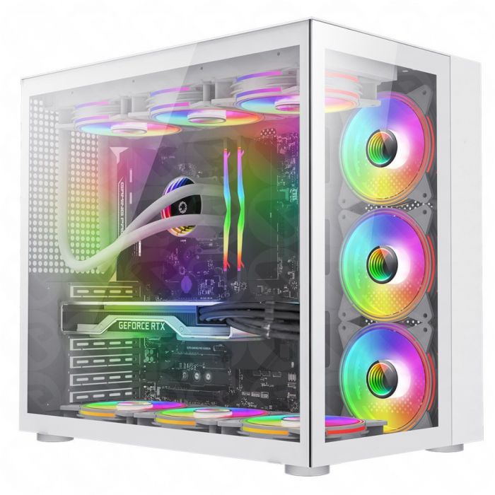 GameMax Infinity Mid-Tower ATX PC White Gaming Case With 6xARGB Fans
