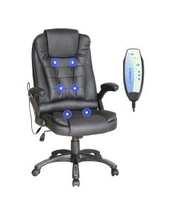 Black RECLINING MASSAGE FAUX LEATHER OFFICE CHAIR