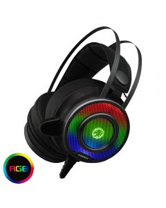 GameMax G200 Gaming Headset and Mic with RGB Lights, 2 x 3.5mm Jack with Mobile Phone Adaptor + USB for lights