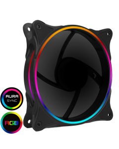 GameMax Mirage 120mm Fan, Rainbow RGB 5V Addressable, Black
