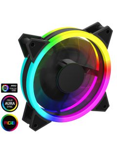GameMax Velocity 12cm Rainbow ARGB Fan RTB 3pin M&F Aura Header