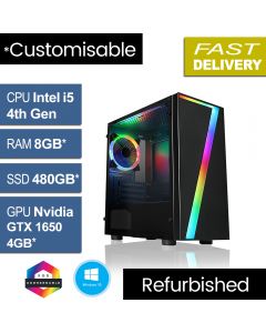 Intel i5 4460 8GB 480GB GTX1650 W10H Seven V1.7 Refurb Gaming PC