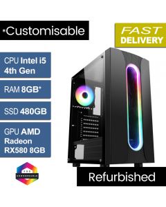 Intel i5 4430 8GB 480GB RX580 W10H, Sauron v1.4 Refurb Gaming PC