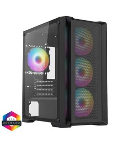 CiT Vento Black mATX PC Gaming Case with 4 x 120mm ARGB Fans