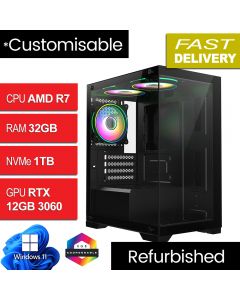 AMD Ryzen 7 2700X, RTX 3060 12GB, W11H, Range Refurb Gaming PC