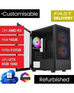 AMD Ryzen 3 2300X 16GB 512GB GTX1660 W11H Refurb Slammer Gaming PC