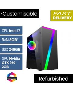 Intel i7 3770 8GB 240GB SSD GTX950 2GB W10H, Seven Refurb Gaming PC