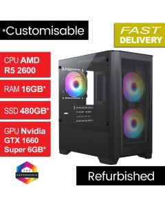 AMD Ryzen 5 2600, GTX 1660 Super 6 GB, W11H, Level 2 Refurb Gaming PC