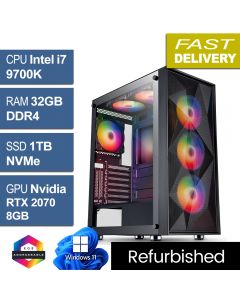 Intel i7 9700K 32GB RTX 2070 W11P, Phantom XL Refurb Gaming PC