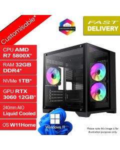 AMD R7 5800X, Watercooled, RTX 3060, W11H, Infinity Mini Gaming PC