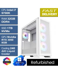 Intel i7 9700K RTX 3060 Ti W11H, Creator White Refurb Gaming PC